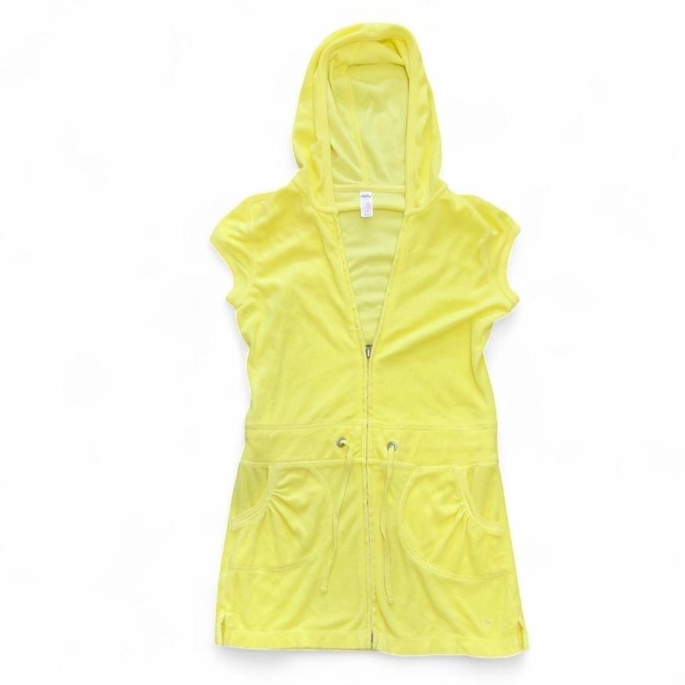 Justice Yellow Terry Cloth Beach Swim Coverup Dress Full Zip GIRLS 14 Y2K